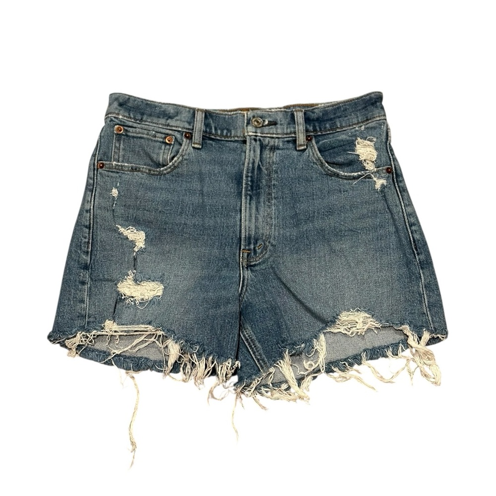 Abercrombie & Fitch Distressed Denim Jean Shorts - Blue